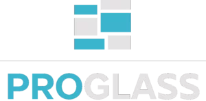 Logotipo central fondo oscuro PROGLASS - Expertos en vidrios